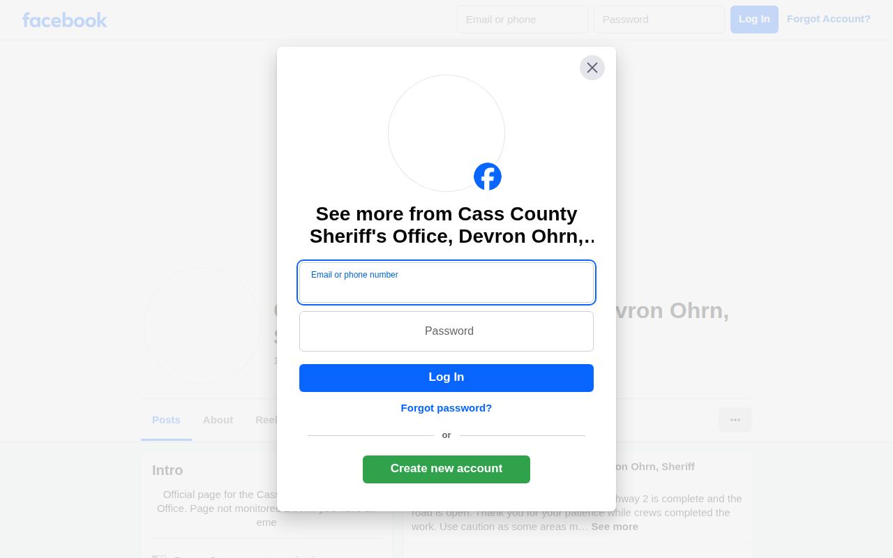 Cass County Sheriff official Facebook page