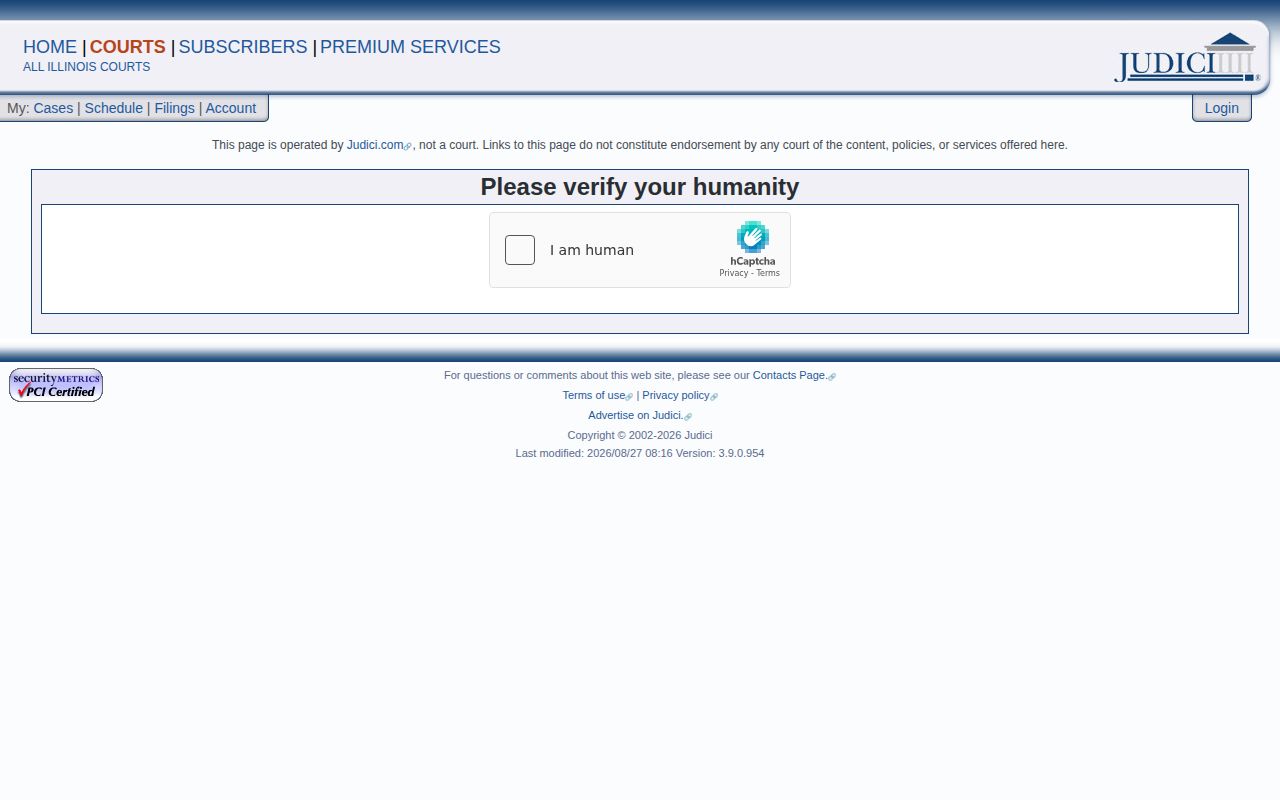 Judici Cass County court case search interface