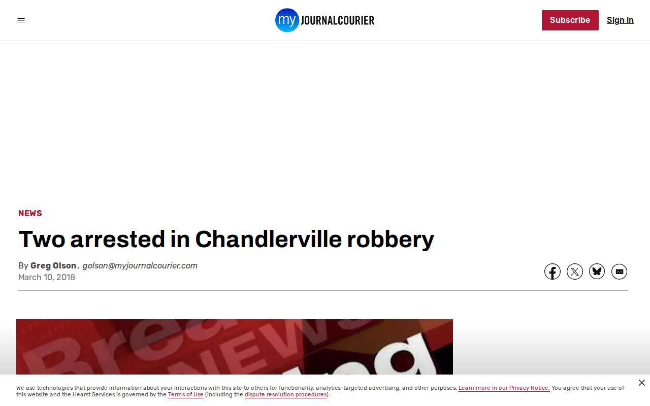 Journal-Courier report about a Chandlerville robbery investigation